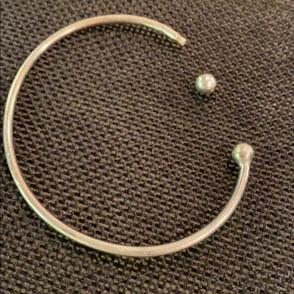Sterling Silver Cuff Bracelet Removable Bead - image 4